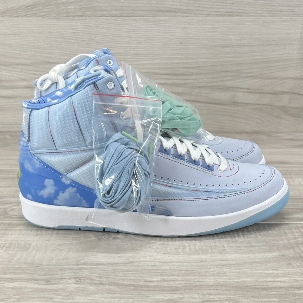 Nike Air Jordan 2 Retro J Balvin Shoes Blue White Mens Size 13 Sneakers.